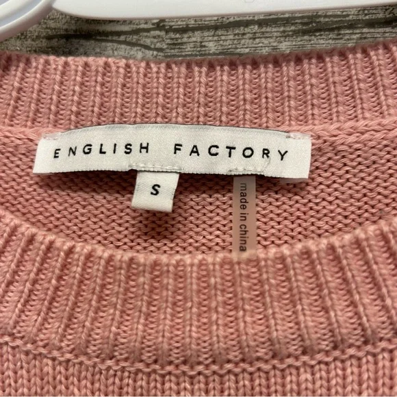 English Factory Ruffle Detail Pullover Sweater - Pink - Size S - Picture 6 of 6